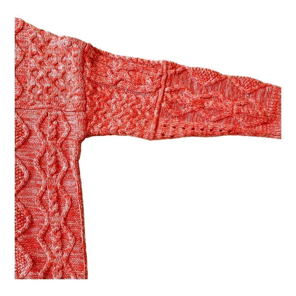 NWT‎ Anthropologie Pilcro Jasmine Cable-Knit Tunic Sweater, marled red, size M